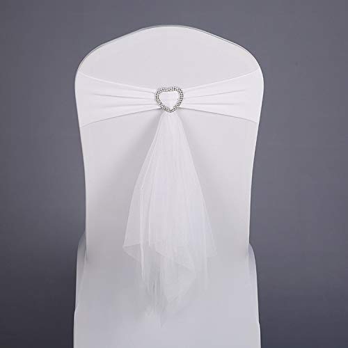 2 Stücke Stuhlschleife Hochzeit Stuhlschärpen,Stuhl Schärpe Band Schleifenband Schleife Liebe Herz Dekorationen Stuhlschleifen Stuhl Bogen Stuhlschärpen für Hochzeit Party Geburtstag -Weiss von SYSUII