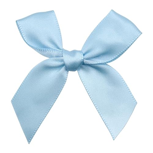 200 Stück Mini Satinband Schleifen, 7cm Satin Band Deko Schleifen Mini-Schleifen Klein Satin Band Schleife für Nähen,Scrapbooking,DIY Basteln Hochzeit Valentinstag Geschenkschleifen -Himmelblau von SYSUII