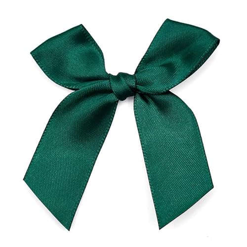 200 Stück Mini Satinband Schleifen, 7cm Satin Band Deko Schleifen Mini-Schleifen Klein Satin Band Schleife für Nähen,Scrapbooking,DIY Basteln Hochzeit Valentinstag Geschenkschleifen -dunkelgrün von SYSUII