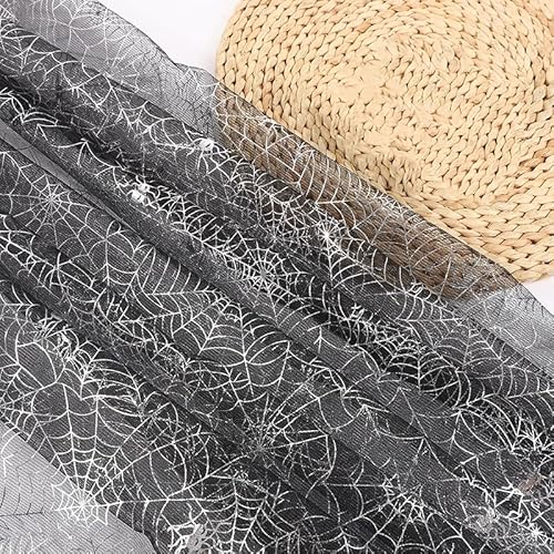 SYSUII 200 x 150cm Spinnennetz Netzstoff zum Nähen, Halloween Hexe Spinnennetz Stoff Dekostoff Kostümstoff, Leichter Glanz Glitzer Tüllstoff, Für Halloween Kleidung Basteln Party Dekoration SYSUII 200 x 150cm Spinnennetz Netzstoff zum Nähen, Halloween Hexe Spinnennetz Stoff Dekostoff Kostümstoff, Leichter Glanz Glitzer Tüllstoff, Für Halloween Kleidung Basteln Party Dekoration von SYSUII