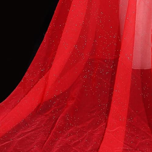 200cm*160cm Organza Stoffe zum Nähen Meterware,Dekostoff Kostümstoff zum Nähen Leichter Glanz Glitzer Organza Tüllstoff Für Kleidung Dekoration Gardine Vorhänge Tischdecken Deko Schals -Rot von SYSUII