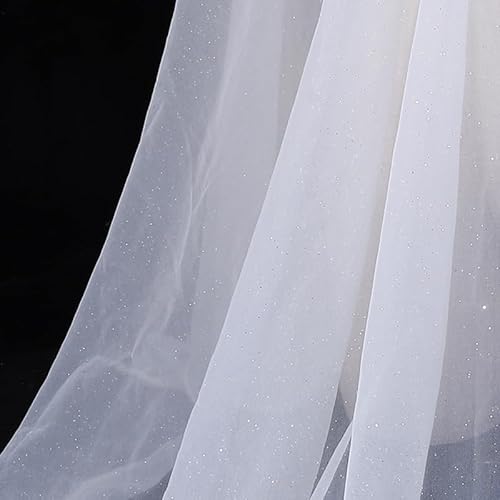 200cm*160cm Organza Stoffe zum Nähen Meterware,Dekostoff Kostümstoff zum Nähen Leichter Glanz Glitzer Organza Tüllstoff Für Kleidung Dekoration Gardine Vorhänge Tischdecken Deko Schals -Weiß #2 von SYSUII