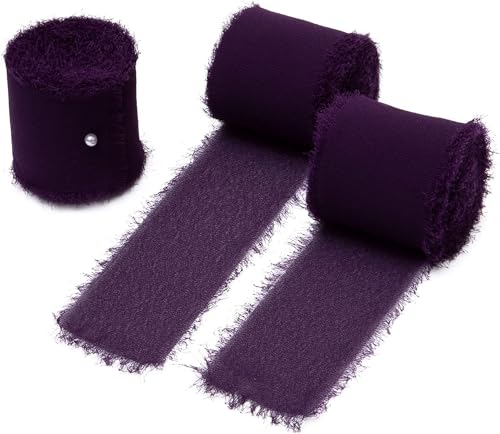 3 Rollen Chiffonband Geschenkband - 4CM * 5M Chiffon Schleifenband Dekoband Dünn fransen chiffon seidenband Zum Verpacken Von Geschenken,Blumensträuße,Hochzeitseinladung, Diy Handwerk -dunkellila 3 Rollen Chiffonband Geschenkband - 4CM * 5M Chiffon Schleifenband Dekoband Dünn fransen chiffon seidenband Zum Verpacken Von Geschenken,Blumensträuße,Hochzeitseinladung, Diy Handwerk -dunkellila von SYSUII