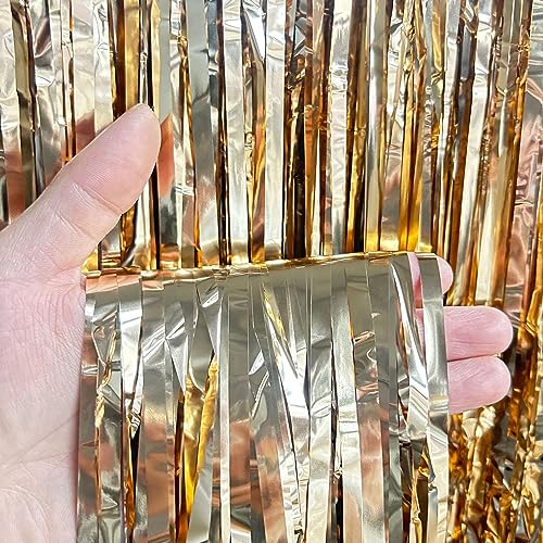 4 Stück Metallic Lametta Vorhänge Tinsel,1m x 3m Lametta Vorhang Hintergrund Selbstklebende Folien Fransen Lametta für Geburtstag Hochzeit Weihnachtsfeier Tür Fenster Dekoration -Champagner Gold 4 Stück Metallic Lametta Vorhänge Tinsel,1m x 3m Lametta Vorhang Hintergrund Selbstklebende Folien Fransen Lametta für Geburtstag Hochzeit Weihnachtsfeier Tür Fenster Dekoration -Champagner Gold von SYSUII