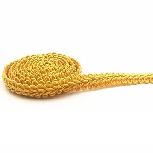 50 Meter Geflochten Zierband Borte aus Dekoband 0.8cm Breite Braid Spitzenbesatz Nähen Spitzenband Geschenkband Spitzenborte Schnur Kordelband Nähen Handwerk Hochzeit Deko Haus Dekoration-dunkelgelb von SYSUII