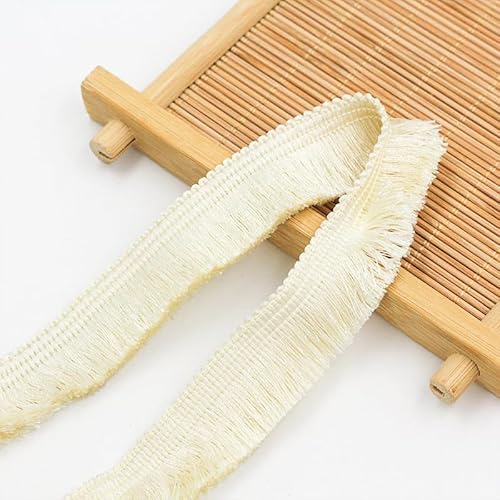 50m Lang 2cm Breit Baumwolle Quaste Fransenbesatz Schneiden Fransen Quasten Fransenborte Quaste Trimmen Nähzubehör für Bekleidungszubehör Nähen Handwerk Hochzeit Deko Handwerk & Dekoration,Beige von SYSUII