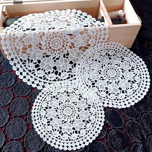 6 Stück weiße Spitze Runde Tischset-handgefertigt gehäkelte Untersetzer Tischläufer Handarbeit Geklöppelt Spitzendeckchen Häkeldeckchen Tischdecke für Tassen,Vasen,Küche,Esszimmer-30cm #3 6 Stück weiße Spitze Runde Tischset-handgefertigt gehäkelte Untersetzer Tischläufer Handarbeit Geklöppelt Spitzendeckchen Häkeldeckchen Tischdecke für Tassen,Vasen,Küche,Esszimmer-30cm #3 von SYSUII