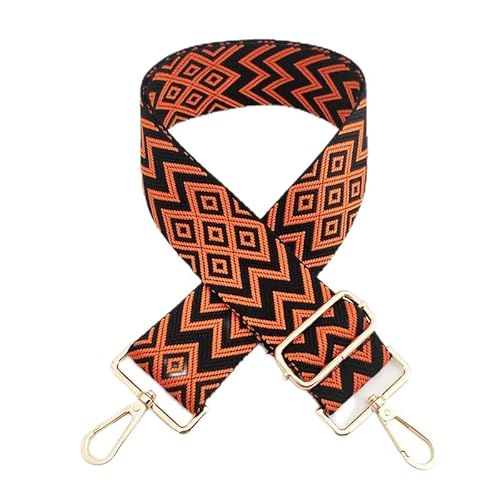 75-130cm Einstellbar Breit 5cm Schulterriemen Boho-Stil Taschengurt für Damen Herren, Mädchen DIY Zubehör für Tasche mit Goldnem Karabinerhaken DIY Taschenherstellung für Handtaschen Schwarz Orange von SYSUII