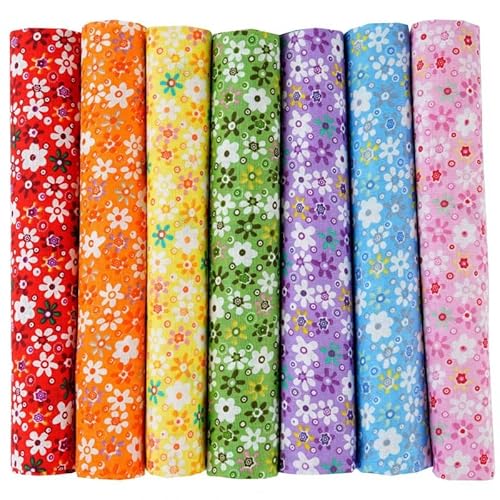 Baumwollstoff Stoffpaket, 7 Stück 25 x 25cm Stoffe zum Nähen Patchwork DIY Baumwolltuch Meterware Stoffreste für Kleidung, Bettwäsche, Vorhänge, Tischdecken - Blumen #1 Baumwollstoff Stoffpaket, 7 Stück 25 x 25cm Stoffe zum Nähen Patchwork DIY Baumwolltuch Meterware Stoffreste für Kleidung, Bettwäsche, Vorhänge, Tischdecken - Blumen #1 von SYSUII