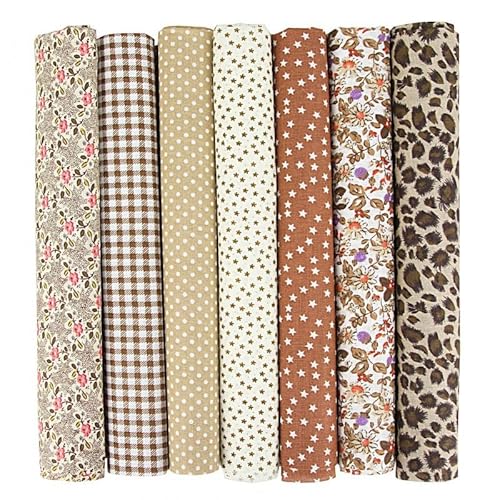 Baumwollstoff Stoffpakete,7 Stück 25 x 25cm Stoffe zum Nähen Patchwork DIY Stoffpaket DIY Baumwolltuch Meterware Stoffe Stoffreste Stoffpaket für Kleidung,Bettwäsche,Vorhänge,Tischdecken - Kaffee Baumwollstoff Stoffpakete,7 Stück 25 x 25cm Stoffe zum Nähen Patchwork DIY Stoffpaket DIY Baumwolltuch Meterware Stoffe Stoffreste Stoffpaket für Kleidung,Bettwäsche,Vorhänge,Tischdecken - Kaffee von SYSUII