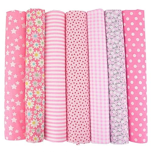 Baumwollstoff Stoffpakete,7 Stück 25 x 25cm Stoffe zum Nähen Patchwork DIY Stoffpaket DIY Baumwolltuch Meterware Stoffe Stoffreste Stoffpaket für Kleidung,Bettwäsche,Vorhänge,Tischdecken - Rosa Baumwollstoff Stoffpakete,7 Stück 25 x 25cm Stoffe zum Nähen Patchwork DIY Stoffpaket DIY Baumwolltuch Meterware Stoffe Stoffreste Stoffpaket für Kleidung,Bettwäsche,Vorhänge,Tischdecken - Rosa von SYSUII