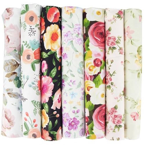 Baumwollstoff Stoffpakete,7 Stück 25 x 25cm Stoffe zum Nähen Patchwork DIY Stoffpaket DIY Baumwolltuch Meterware Stoffe Stoffreste Stoffpaket für Kleidung,Bettwäsche,Vorhänge,Tischdecken - Rose Baumwollstoff Stoffpakete,7 Stück 25 x 25cm Stoffe zum Nähen Patchwork DIY Stoffpaket DIY Baumwolltuch Meterware Stoffe Stoffreste Stoffpaket für Kleidung,Bettwäsche,Vorhänge,Tischdecken - Rose von SYSUII