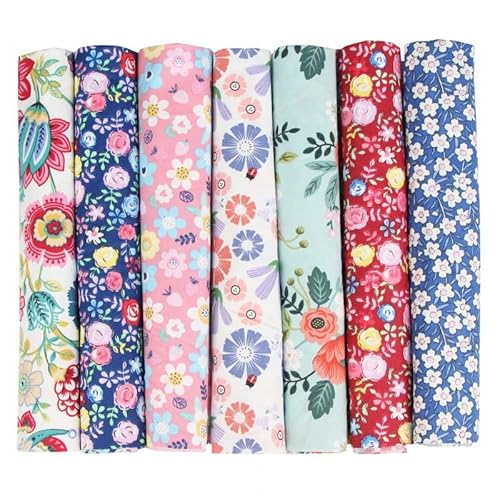 Baumwollstoff Stoffpakete,7 Stück 50 x 50cm Stoffe zum Nähen Patchwork DIY Stoffpaket DIY Baumwolltuch Meterware Stoffe Stoffreste Stoffpaket für Kleidung,Bettwäsche,Vorhänge,Tischdecken - Blumen #2 Baumwollstoff Stoffpakete,7 Stück 50 x 50cm Stoffe zum Nähen Patchwork DIY Stoffpaket DIY Baumwolltuch Meterware Stoffe Stoffreste Stoffpaket für Kleidung,Bettwäsche,Vorhänge,Tischdecken - Blumen #2 von SYSUII