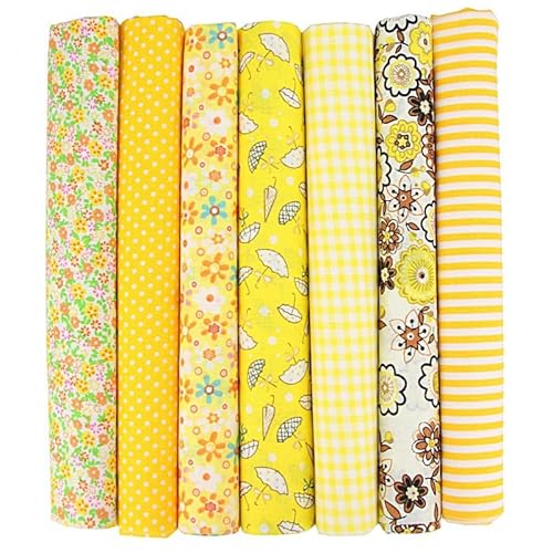 Baumwollstoff Stoffpakete,7 Stück 50 x 50cm Stoffe zum Nähen Patchwork DIY Stoffpaket DIY Baumwolltuch Meterware Stoffe Stoffreste Stoffpaket für Kleidung,Bettwäsche,Vorhänge,Tischdecken - Gelb Baumwollstoff Stoffpakete,7 Stück 50 x 50cm Stoffe zum Nähen Patchwork DIY Stoffpaket DIY Baumwolltuch Meterware Stoffe Stoffreste Stoffpaket für Kleidung,Bettwäsche,Vorhänge,Tischdecken - Gelb von SYSUII