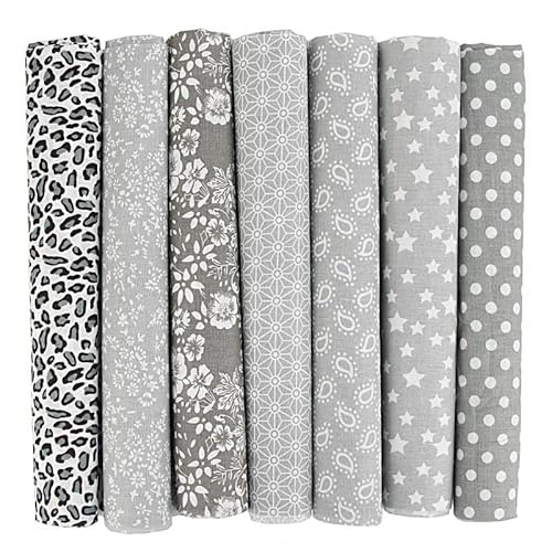 Baumwollstoff Stoffpakete,7 Stück 50 x 50cm Stoffe zum Nähen Patchwork DIY Stoffpaket DIY Baumwolltuch Meterware Stoffe Stoffreste Stoffpaket für Kleidung,Bettwäsche,Vorhänge,Tischdecken - Grau Baumwollstoff Stoffpakete,7 Stück 50 x 50cm Stoffe zum Nähen Patchwork DIY Stoffpaket DIY Baumwolltuch Meterware Stoffe Stoffreste Stoffpaket für Kleidung,Bettwäsche,Vorhänge,Tischdecken - Grau von SYSUII
