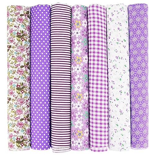 Baumwollstoff Stoffpakete,7 Stück 50 x 50cm Stoffe zum Nähen Patchwork DIY Stoffpaket DIY Baumwolltuch Meterware Stoffe Stoffreste Stoffpaket für Kleidung,Bettwäsche,Vorhänge,Tischdecken - Lila Baumwollstoff Stoffpakete,7 Stück 50 x 50cm Stoffe zum Nähen Patchwork DIY Stoffpaket DIY Baumwolltuch Meterware Stoffe Stoffreste Stoffpaket für Kleidung,Bettwäsche,Vorhänge,Tischdecken - Lila von SYSUII