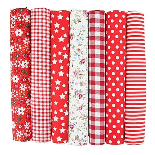 Baumwollstoff Stoffpakete,7 Stück 50 x 50cm Stoffe zum Nähen Patchwork DIY Stoffpaket DIY Baumwolltuch Meterware Stoffe Stoffreste Stoffpaket für Kleidung,Bettwäsche,Vorhänge,Tischdecken - Rot Baumwollstoff Stoffpakete,7 Stück 50 x 50cm Stoffe zum Nähen Patchwork DIY Stoffpaket DIY Baumwolltuch Meterware Stoffe Stoffreste Stoffpaket für Kleidung,Bettwäsche,Vorhänge,Tischdecken - Rot von SYSUII