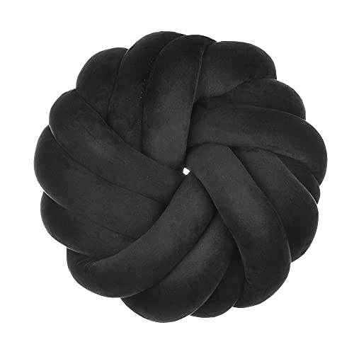 Knotenkissen Geknotetes Kissen,35*35cm Baby Kissen Deko Kuschelkissen Dekokissen handgefertigtes rundes Kissen Wurfkissen für Sofa Bett Schlafzimmer, Zuhause, moderne Knotendekoration-Schwarz Knotenkissen Geknotetes Kissen,35*35cm Baby Kissen Deko Kuschelkissen Dekokissen handgefertigtes rundes Kissen Wurfkissen für Sofa Bett Schlafzimmer, Zuhause, moderne Knotendekoration-Schwarz von SYSUII