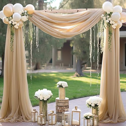 SYSUII Querbehang Freihanddeko,1 Stück 75 * 600cm Chiffon Tüll Foto Hintergrund Vorhang Hochzeitsbogen Drapierung Stoff Freihanddeko Dekoration für Hochzeit Fotografie Party Geburtstag Taufe -Gold SYSUII Querbehang Freihanddeko,1 Stück 75 * 600cm Chiffon Tüll Foto Hintergrund Vorhang Hochzeitsbogen Drapierung Stoff Freihanddeko Dekoration für Hochzeit Fotografie Party Geburtstag Taufe -Gold von SYSUII