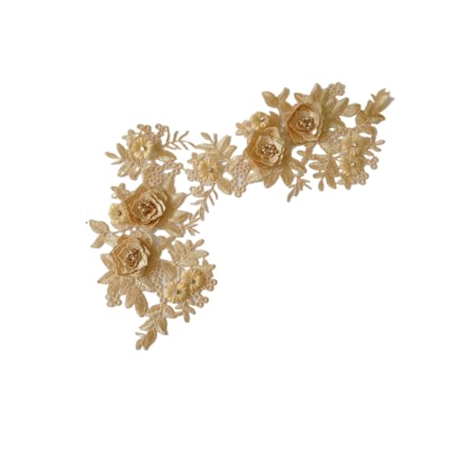 SYSUII 1 Paar 3D Stickerei Perlen Spitze Applikation Blumen Strass Spitzenstoff Bestickte Perlen Blumenapplikation Aufnäher für DIY Ausschnitt Hochzeit Brautkleid Kleidung Dekoration-Gelb SYSUII 1 Paar 3D Stickerei Perlen Spitze Applikation Blumen Strass Spitzenstoff Bestickte Perlen Blumenapplikation Aufnäher für DIY Ausschnitt Hochzeit Brautkleid Kleidung Dekoration-Gelb von SYSUII