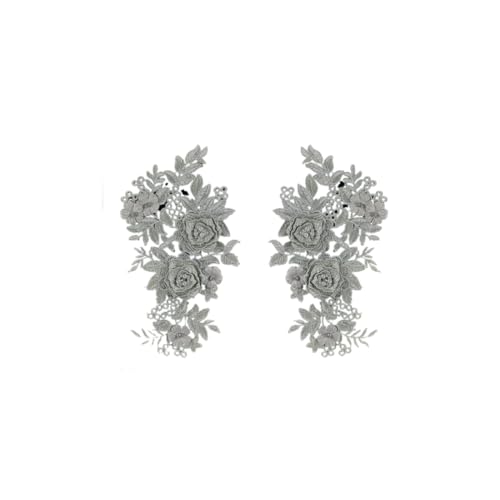 SYSUII 1 Paar 3D Stickerei Perlen Spitze Applikation Blumen Strass Spitzenstoff Bestickte Perlen Blumenapplikation Aufnäher für DIY Ausschnitt Hochzeit Brautkleid Kleidung Dekoration-Grau SYSUII 1 Paar 3D Stickerei Perlen Spitze Applikation Blumen Strass Spitzenstoff Bestickte Perlen Blumenapplikation Aufnäher für DIY Ausschnitt Hochzeit Brautkleid Kleidung Dekoration-Grau von SYSUII