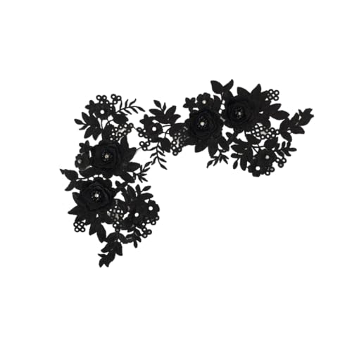 SYSUII 1 Paar 3D Stickerei Perlen Spitze Applikation Blumen Strass Spitzenstoff Bestickte Perlen Blumenapplikation Aufnäher für DIY Ausschnitt Hochzeit Brautkleid Kleidung Dekoration-Schwarz SYSUII 1 Paar 3D Stickerei Perlen Spitze Applikation Blumen Strass Spitzenstoff Bestickte Perlen Blumenapplikation Aufnäher für DIY Ausschnitt Hochzeit Brautkleid Kleidung Dekoration-Schwarz von SYSUII
