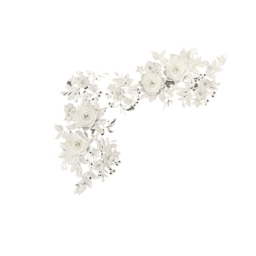 SYSUII 1 Paar 3D Stickerei Perlen Spitze Applikation Blumen Strass Spitzenstoff Bestickte Perlen Blumenapplikation Aufnäher für DIY Ausschnitt Hochzeit Brautkleid Kleidung Dekoration-Weiße SYSUII 1 Paar 3D Stickerei Perlen Spitze Applikation Blumen Strass Spitzenstoff Bestickte Perlen Blumenapplikation Aufnäher für DIY Ausschnitt Hochzeit Brautkleid Kleidung Dekoration-Weiße von SYSUII
