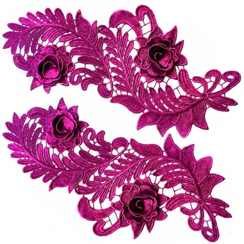 SYSUII 1 Paar Stickerei Spitzen Blumen Patches Blumenapplikation Aufnäher Stickerei Spitze Applikationen Patch Nähaufnäher Zubehör für Hochzeitskleider Dekoration Reparatur Kleidung -Lila SYSUII 1 Paar Stickerei Spitzen Blumen Patches Blumenapplikation Aufnäher Stickerei Spitze Applikationen Patch Nähaufnäher Zubehör für Hochzeitskleider Dekoration Reparatur Kleidung -Lila von SYSUII