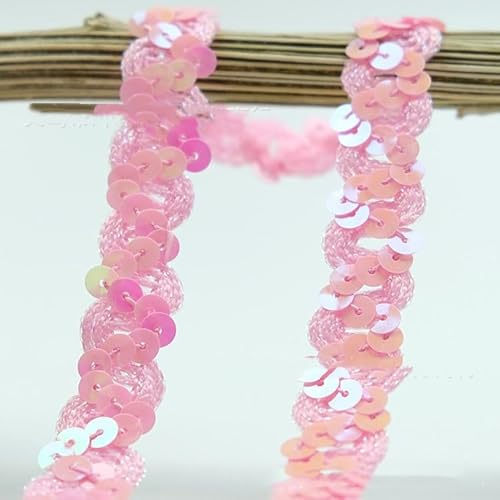 SYSUII 1.8cm * 12m Glänzend Geflochten Zierband Paillettenband Paillettenschnur Flache Glitzerband Borten Pailletten Bänder Paillettenrolle für Nähen,Schmuck Machen,Basteln, Kleid Dekorieren-Rosa SYSUII 1.8cm * 12m Glänzend Geflochten Zierband Paillettenband Paillettenschnur Flache Glitzerband Borten Pailletten Bänder Paillettenrolle für Nähen,Schmuck Machen,Basteln, Kleid Dekorieren-Rosa von SYSUII