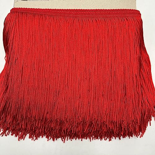 SYSUII 10 Meter Länge 20cm Breite Fransenborte Seide Quaste Fransen-Borten Bänder zum Nähen Tanzfransen Nähzubehör für DIY Basteln Apparel Kleidung,Kostüme,Nähen,Dekoration -Rot SYSUII 10 Meter Länge 20cm Breite Fransenborte Seide Quaste Fransen-Borten Bänder zum Nähen Tanzfransen Nähzubehör für DIY Basteln Apparel Kleidung,Kostüme,Nähen,Dekoration -Rot von SYSUII