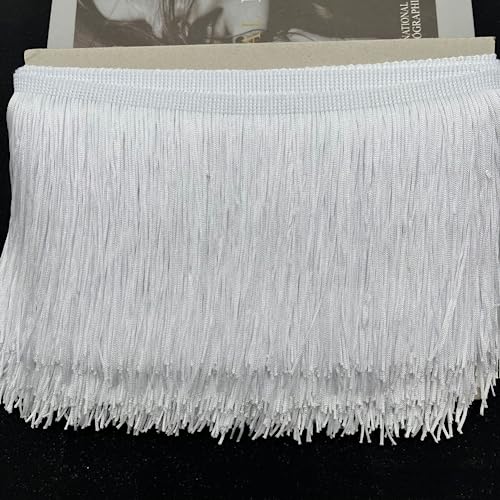 SYSUII 10 Meter Länge 20cm Breite Fransenborte Seide Quaste Fransen-Borten Bänder zum Nähen Tanzfransen Nähzubehör für DIY Basteln Apparel Kleidung,Kostüme,Nähen,Dekoration -Weiße SYSUII 10 Meter Länge 20cm Breite Fransenborte Seide Quaste Fransen-Borten Bänder zum Nähen Tanzfransen Nähzubehör für DIY Basteln Apparel Kleidung,Kostüme,Nähen,Dekoration -Weiße von SYSUII