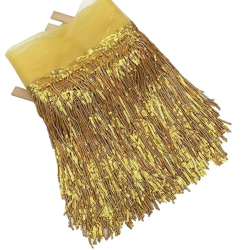 SYSUII 10 Yard 20cm Pailletten Fransen Quaste Fransenborte Tanzfransen Dekoband Bling Fransen Trim Schnittfranse Fransenband Nähzubehör für DIY Basteln Apparel Kleidung,Kostüme,Nähen,Dekoration -Gelb SYSUII 10 Yard 20cm Pailletten Fransen Quaste Fransenborte Tanzfransen Dekoband Bling Fransen Trim Schnittfranse Fransenband Nähzubehör für DIY Basteln Apparel Kleidung,Kostüme,Nähen,Dekoration -Gelb von SYSUII