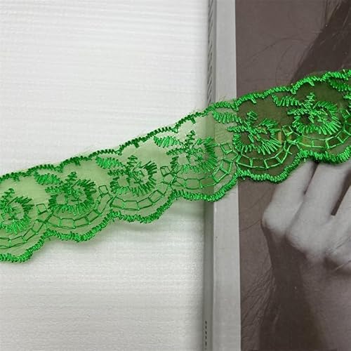 SYSUII 10 Yard Elastizität Spitzenborte Spitzenband 4cm Breite Spitzenstoff Spitzenborte Häkel-Borte mit Blumenmuster fur Hochzeitseinladung, Karten, Dekorieren,Nähen, Geschenkverpackung -Grün von SYSUII
