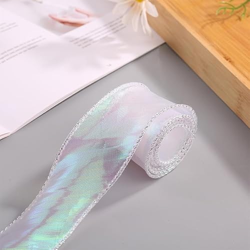 SYSUII 10 Yard Organza Bänder Geschenkband Schleifenband zum basteln Schimmer Sheer Seidenband Stoff Band Glitzer Dekoband für Weihnachten Geschenk Verpackung Party Hochzeit Dekoration -Weiß SYSUII 10 Yard Organza Bänder Geschenkband Schleifenband zum basteln Schimmer Sheer Seidenband Stoff Band Glitzer Dekoband für Weihnachten Geschenk Verpackung Party Hochzeit Dekoration -Weiß von SYSUII