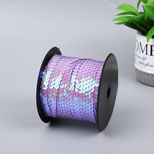 SYSUII 100 Yard Elastische Pailletten Trim 6mm Paillettenband Flache Glitzerband Borten Paillettenborte Paillettenschnur für DIY NäHen KostüMe Handwerk Verzierungen Schmuckherstellung-Lila SYSUII 100 Yard Elastische Pailletten Trim 6mm Paillettenband Flache Glitzerband Borten Paillettenborte Paillettenschnur für DIY NäHen KostüMe Handwerk Verzierungen Schmuckherstellung-Lila von SYSUII