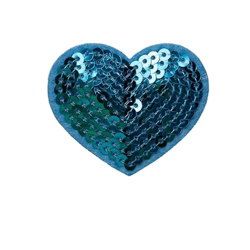 SYSUII 10PCS Bestickte Patches zum Aufbügeln Glitzer Pailletten Herzform Bestickte Aufnäher Bügelflicken Patches Applikation Aufnäheraufkleber für Hut,Jeans,Jacken Rucksäcke,DIY-Zubehör-Blau von SYSUII