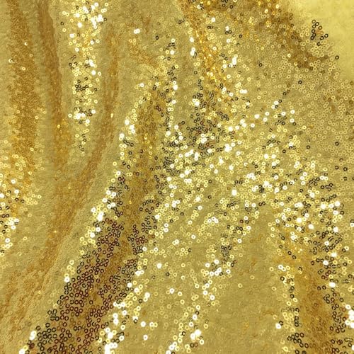 SYSUII 135cm * 1m Paillettenstoff Sparkly Stoff glitzernder Stoff Dekostoff Kostümstoff zum Nähen Stoff Tüll Pailletten-Stoff für Hochzeit Kleid Dekoration DIY Tisch Tutu Rock Party Deko - Gold SYSUII 135cm * 1m Paillettenstoff Sparkly Stoff glitzernder Stoff Dekostoff Kostümstoff zum Nähen Stoff Tüll Pailletten-Stoff für Hochzeit Kleid Dekoration DIY Tisch Tutu Rock Party Deko - Gold von SYSUII