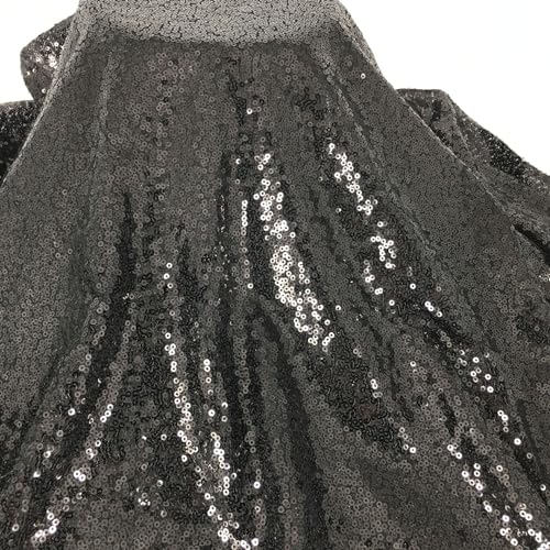 SYSUII 135cm * 2m Paillettenstoff Sparkly Stoff glitzernder Stoff Dekostoff Kostümstoff zum Nähen Stoff Tüll Pailletten-Stoff für Hochzeit Kleid Dekoration DIY Tisch Tutu Rock Party Deko - Schwarz von SYSUII