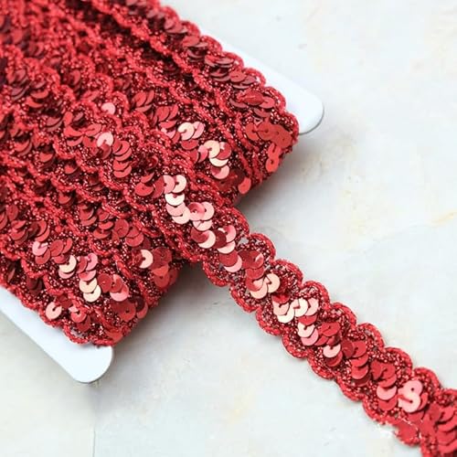 SYSUII 13M*23mm Glänzendes Geflochten Zierband Paillettenband Paillettenschnur Dekoratives Accessoire Glitzer Borte Aus Dekoband FüR DIY NäHen KostüMe Handwerk Verzierungen Schmuckherstellung-Rot SYSUII 13M*23mm Glänzendes Geflochten Zierband Paillettenband Paillettenschnur Dekoratives Accessoire Glitzer Borte Aus Dekoband FüR DIY NäHen KostüMe Handwerk Verzierungen Schmuckherstellung-Rot von SYSUII