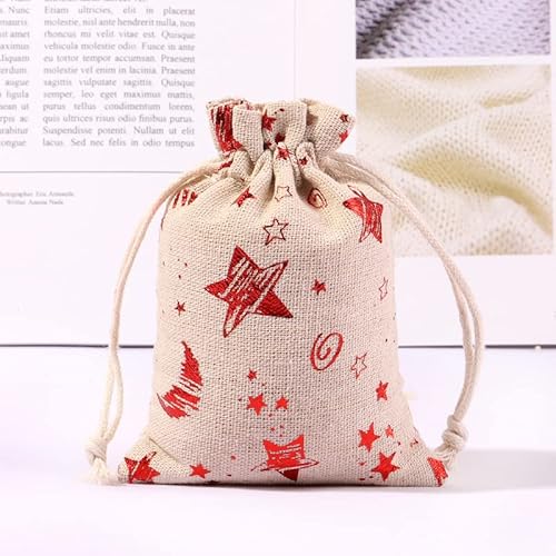 SYSUII 15 * 20cm 20 Stück Weihnachtssack Weihnachtsmann Sack Leinen Weihnachtstaschen mit Kordelzug Nikolausbeutel zum Befüllen Geschenkesack für Weihnachtsmannkostüm und X-Mas-Dekoration-Sterne SYSUII 15 * 20cm 20 Stück Weihnachtssack Weihnachtsmann Sack Leinen Weihnachtstaschen mit Kordelzug Nikolausbeutel zum Befüllen Geschenkesack für Weihnachtsmannkostüm und X-Mas-Dekoration-Sterne von SYSUII