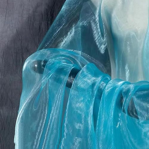 SYSUII 150cm*3m Organzastoff Glitzer Dekostoff zum Nähen Sparkly glitzernder Stoff Kostümstoff zum Nähen für Hochzeit Kleid Dekoration DIY Tisch Tutu Rock Party Deko Geschenk Bogen- Blau #2 von SYSUII