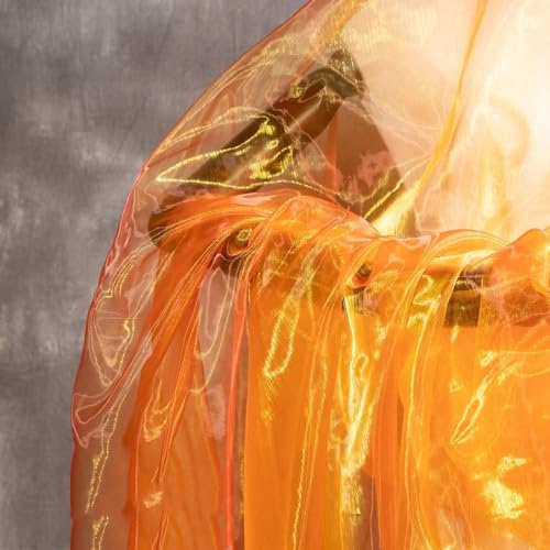 SYSUII 150cm*3m Organzastoff Glitzer Dekostoff zum Nähen Sparkly glitzernder Stoff Kostümstoff zum Nähen für Hochzeit Kleid Dekoration DIY Tisch Tutu Rock Party Deko Geschenk Bogen- Orange von SYSUII