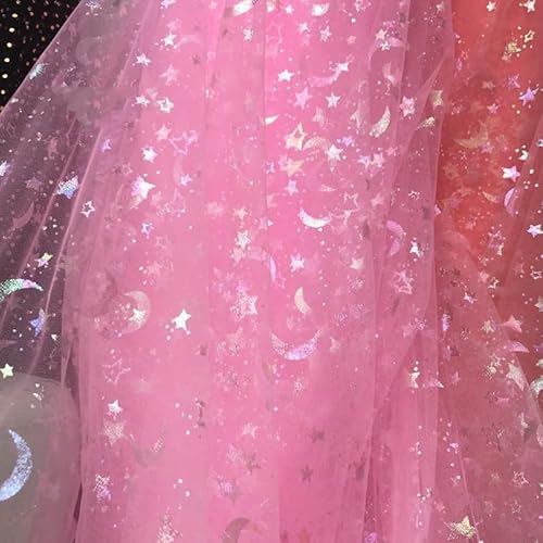 SYSUII 150cm * 1m Tüllstoff Tüllrolle Glitzer Pailletten Dekostoff mit Stern Mond Glitzer Garn Tüll Deko Stoffe Sparkly Stoff für DIY Bekleidung Tüll Tutu Rock Deko Weihnachten Hochzeit -Rosa SYSUII 150cm * 1m Tüllstoff Tüllrolle Glitzer Pailletten Dekostoff mit Stern Mond Glitzer Garn Tüll Deko Stoffe Sparkly Stoff für DIY Bekleidung Tüll Tutu Rock Deko Weihnachten Hochzeit -Rosa von SYSUII