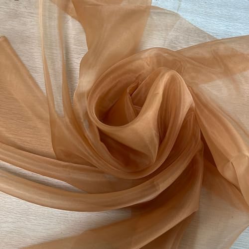 SYSUII 150cm * 2m Organza Stoffe zum Nähen -Hauch Zart, Fein, Durchsichtig Deko Leichter Glanz Stoff zum Dekorieren Basteln für Gardine Vorhänge Tischdecken Deko Schals DIY Handwerk -Hellbraun #1 von SYSUII