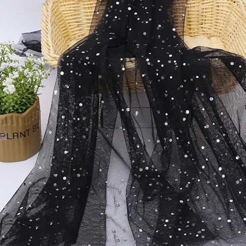SYSUII 150cm * 3m Glitzer Tüll Dekostoff mit Pailletten Kostümstoff Durchsichtig,zum Dekorieren Basteln Netzstoff Netztüll für DIY Tutu Rock Handwerk Tischdecken Deko Geschenk Bogen -Schwarz SYSUII 150cm * 3m Glitzer Tüll Dekostoff mit Pailletten Kostümstoff Durchsichtig,zum Dekorieren Basteln Netzstoff Netztüll für DIY Tutu Rock Handwerk Tischdecken Deko Geschenk Bogen -Schwarz von SYSUII