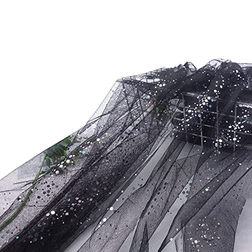 SYSUII 160cm * 1m Chiffon Glitzer Tüll Dekostoff mit kleine Pailletten Dekostoff Kostümstoff zum Nähen Durchsichtig Stoff Tüll Pailletten-Stoff für DIY Hochzeit Kleid Dekoration Tischedeko-Schwarz SYSUII 160cm * 1m Chiffon Glitzer Tüll Dekostoff mit kleine Pailletten Dekostoff Kostümstoff zum Nähen Durchsichtig Stoff Tüll Pailletten-Stoff für DIY Hochzeit Kleid Dekoration Tischedeko-Schwarz von SYSUII