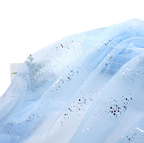 SYSUII 160cm * 2m Chiffon Glitzer Tüll Dekostoff mit kleine Pailletten Dekostoff Kostümstoff zum Nähen Durchsichtig Stoff Tüll Pailletten-Stoff für DIY Hochzeit Kleid Dekoration Tischedeko-Himmelblau SYSUII 160cm * 2m Chiffon Glitzer Tüll Dekostoff mit kleine Pailletten Dekostoff Kostümstoff zum Nähen Durchsichtig Stoff Tüll Pailletten-Stoff für DIY Hochzeit Kleid Dekoration Tischedeko-Himmelblau von SYSUII