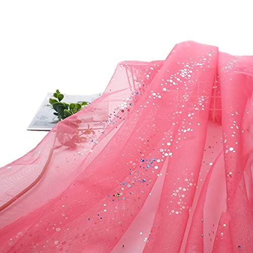 SYSUII 160cm * 2m Chiffon Glitzer Tüll Dekostoff mit kleine Pailletten Dekostoff Kostümstoff zum Nähen Durchsichtig Stoff Tüll Pailletten-Stoff für DIY Hochzeit Kleid Dekoration Tischedeko-pink SYSUII 160cm * 2m Chiffon Glitzer Tüll Dekostoff mit kleine Pailletten Dekostoff Kostümstoff zum Nähen Durchsichtig Stoff Tüll Pailletten-Stoff für DIY Hochzeit Kleid Dekoration Tischedeko-pink von SYSUII