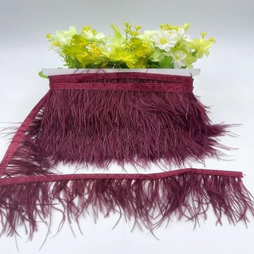 SYSUII 1M 8–10 cm Straußenfedern Borte Fransen mit Satinband,Straußenfedern Borte Feder Fringe Trim Nähen für Straußenfeder Handwerk Kostüme Dekoration DIY Cape Schal Rock Kleid Dekoration-Weinrot #1 SYSUII 1M 8–10 cm Straußenfedern Borte Fransen mit Satinband,Straußenfedern Borte Feder Fringe Trim Nähen für Straußenfeder Handwerk Kostüme Dekoration DIY Cape Schal Rock Kleid Dekoration-Weinrot #1 von SYSUII