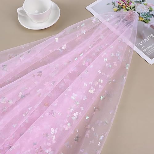 SYSUII 1m * 150cm Glitzer Tüll Dekostoff mit Schmetterling Dekostoff Kostümstoff zum Nähen Netzstoff Netztüll zum Dekorieren Basteln für DIY-Hochzeitskleider Tischdecken Deko -Rosa SYSUII 1m * 150cm Glitzer Tüll Dekostoff mit Schmetterling Dekostoff Kostümstoff zum Nähen Netzstoff Netztüll zum Dekorieren Basteln für DIY-Hochzeitskleider Tischdecken Deko -Rosa von SYSUII